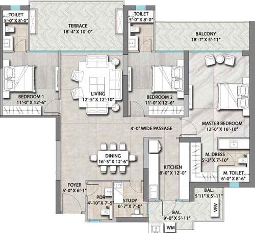Suncity Monarch Residences Sector 78 Gurugram floor plan 3