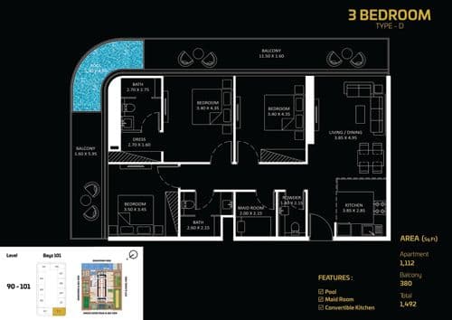 Bayz 101 & 102 by Danube floor plan 3