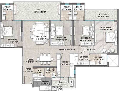 Suncity Monarch Residences Sector 78 Gurugram floor plan 4